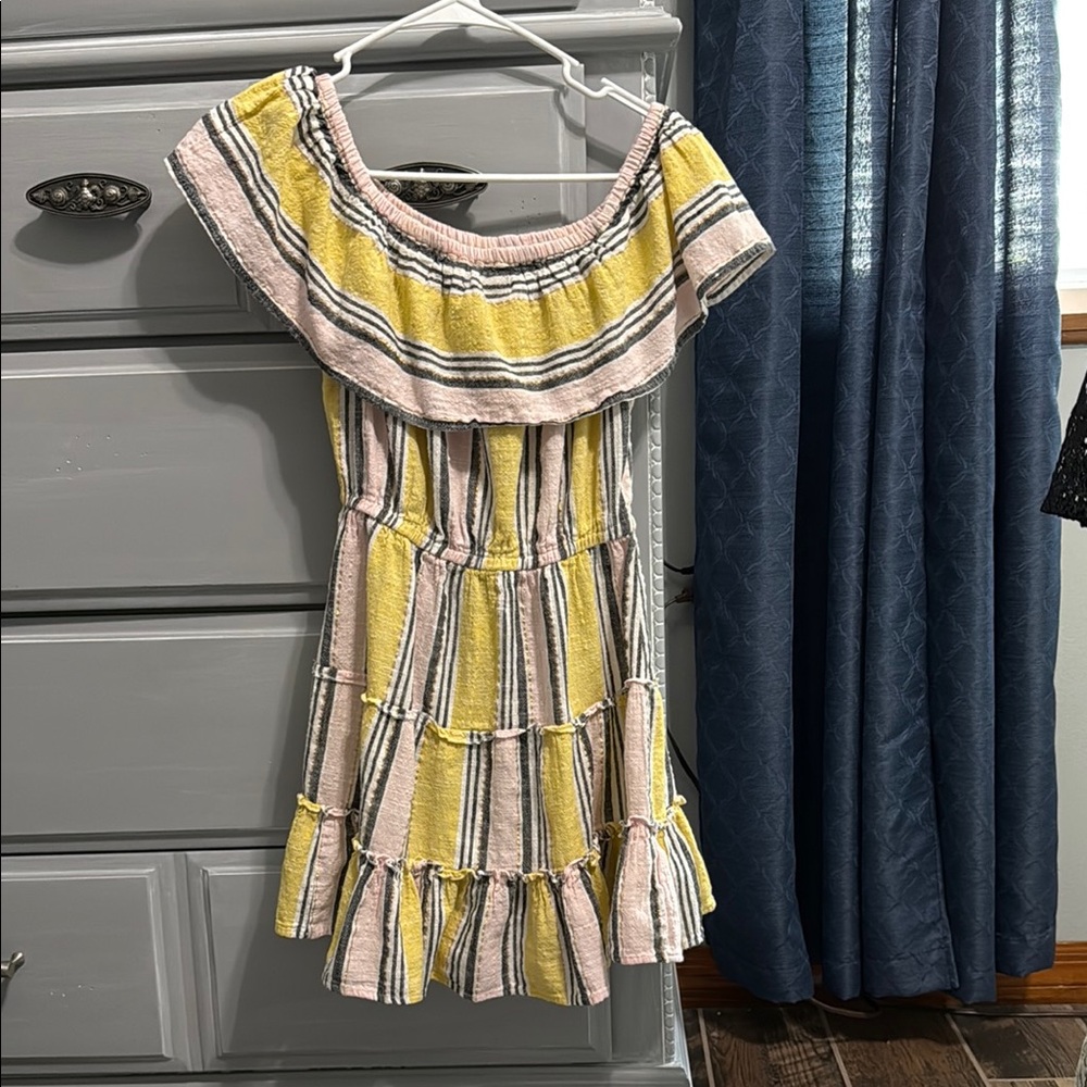 Blue Island Yellow and Pink Striped Dress